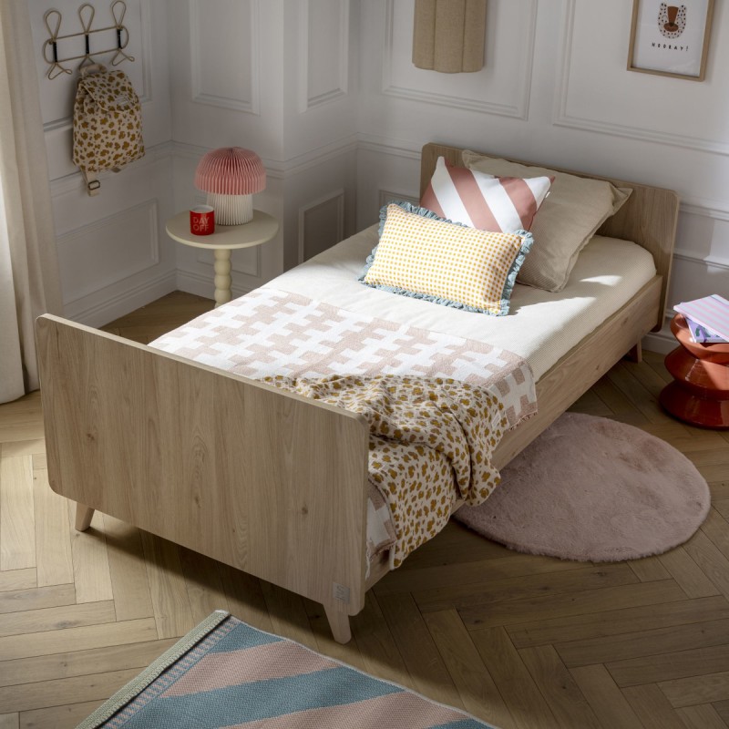 Jugendbett 190 x 90 cm im Eichenholz-Dekor „Suave Arty“