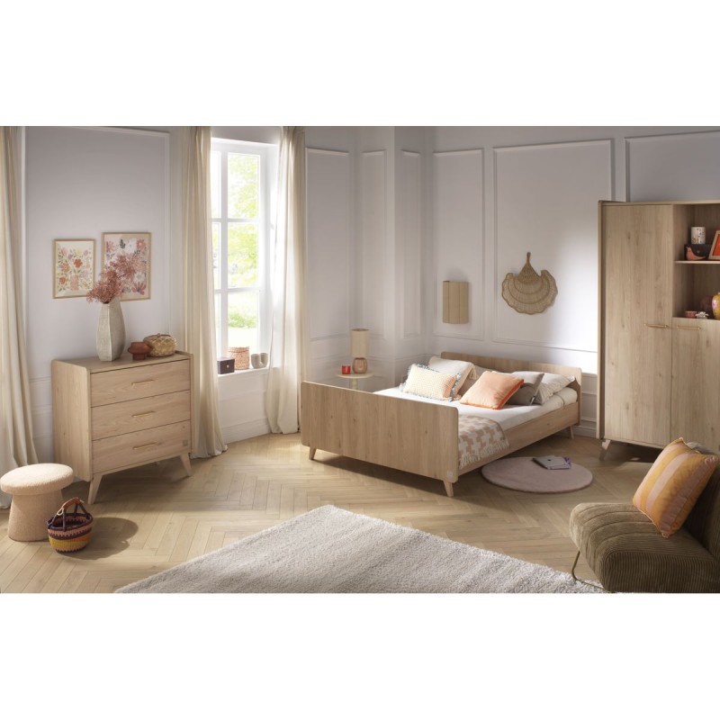 140x190 cm bed frame in Arty soft oak finish