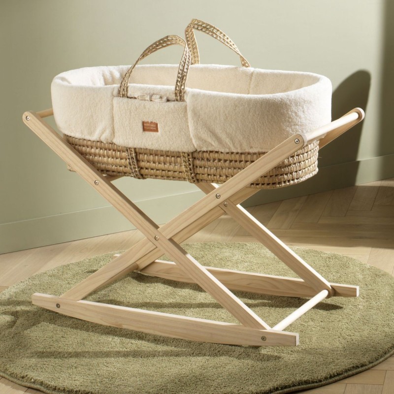 Soporte para moisés de madera de pino natural: basculante o fijo