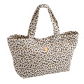 Borsa shopping in garza di cotone trapuntata con stampa leopardata