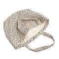 Borsa shopping in garza di cotone trapuntata con stampa leopardata