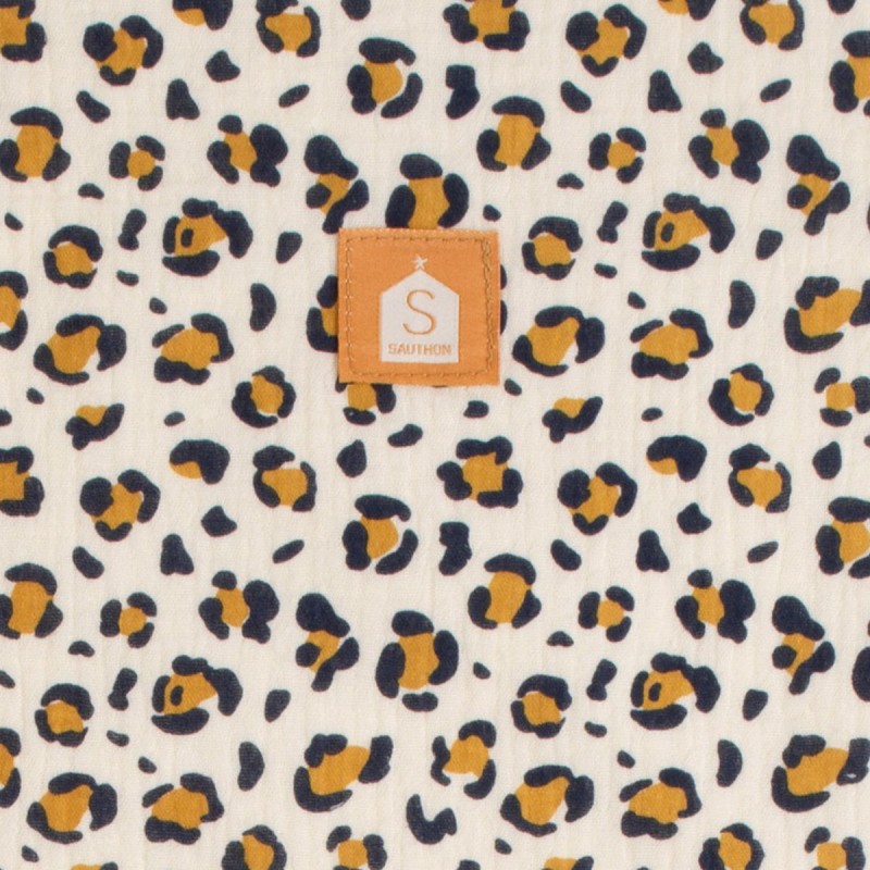 Bolso de mano de gasa de algodón acolchada con estampado de leopardo
