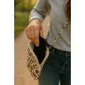 Custodia per cellulare in garza di cotone trapuntata con stampa leopardata