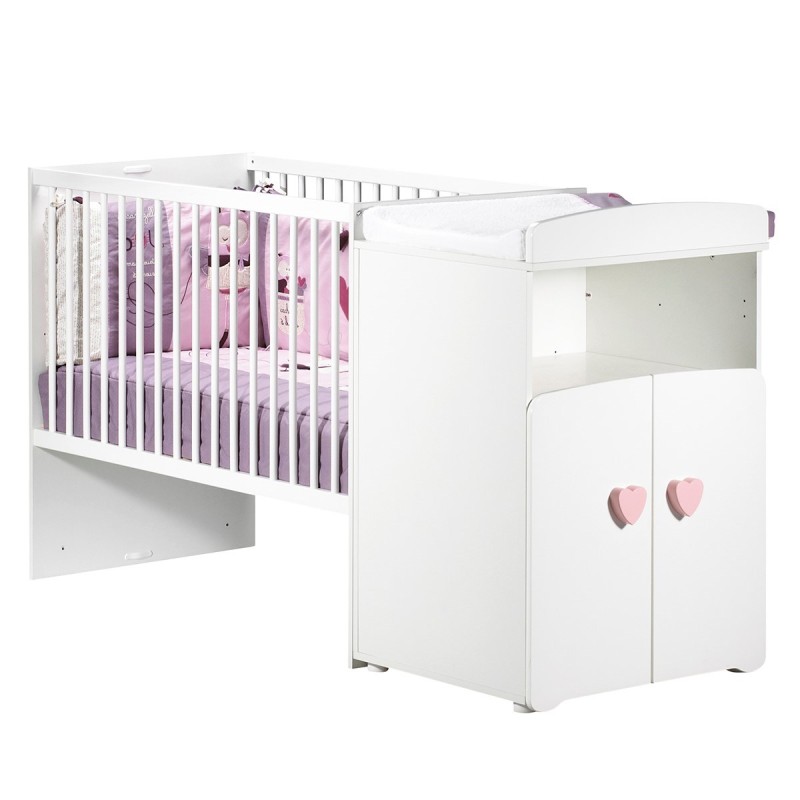 Kombibett mitwachsend 120 x 60 Herzknöpfe Rose Basic