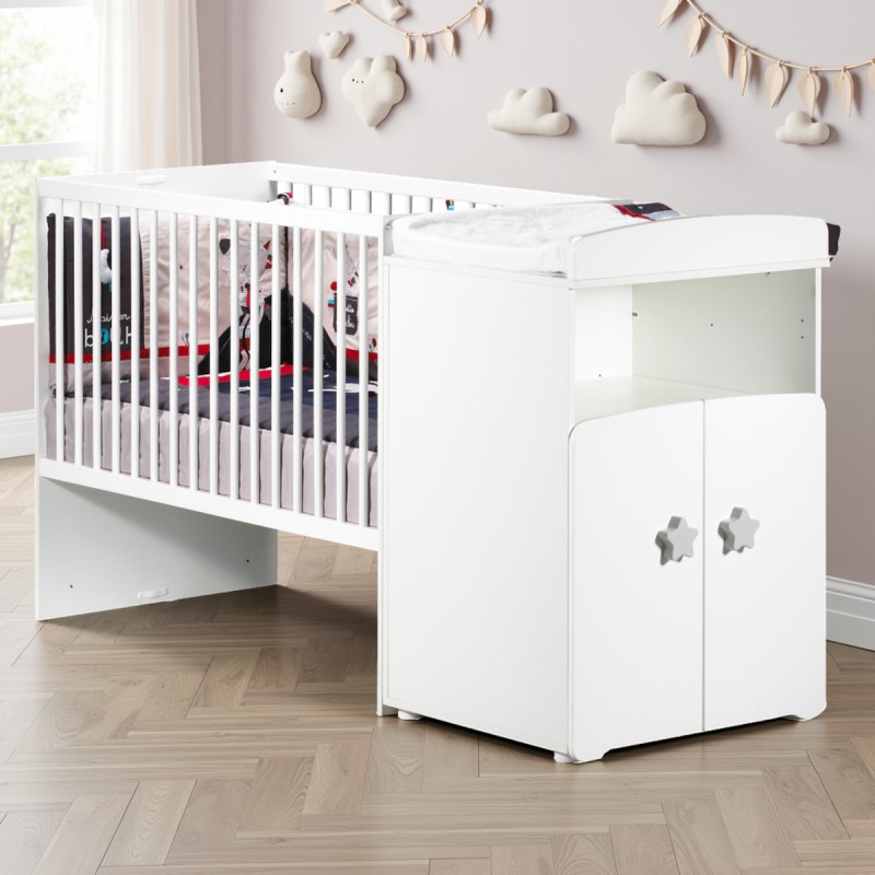 Letto combinato Star Basic 120 x 60 bottoni, grigio