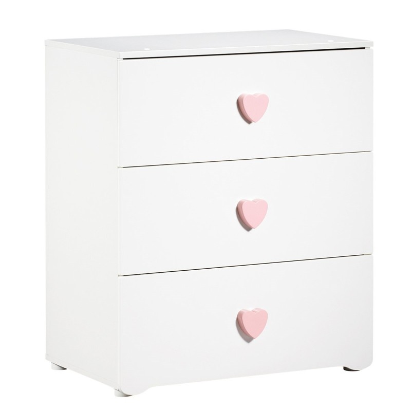 Kommode mit 3 Schubladen und Herzknöpfen Rose Basic