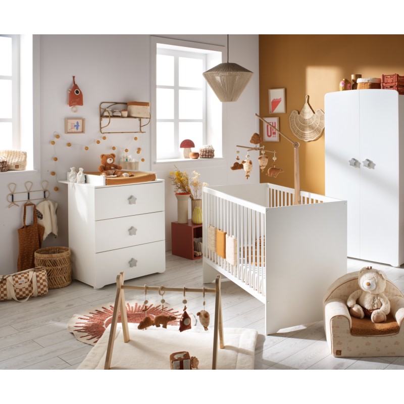 Cassettiera a 3 cassetti con pomelli a stella Basic grey