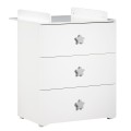 Kommode 3 Schubladen Knöpfe Stern Grau Basic