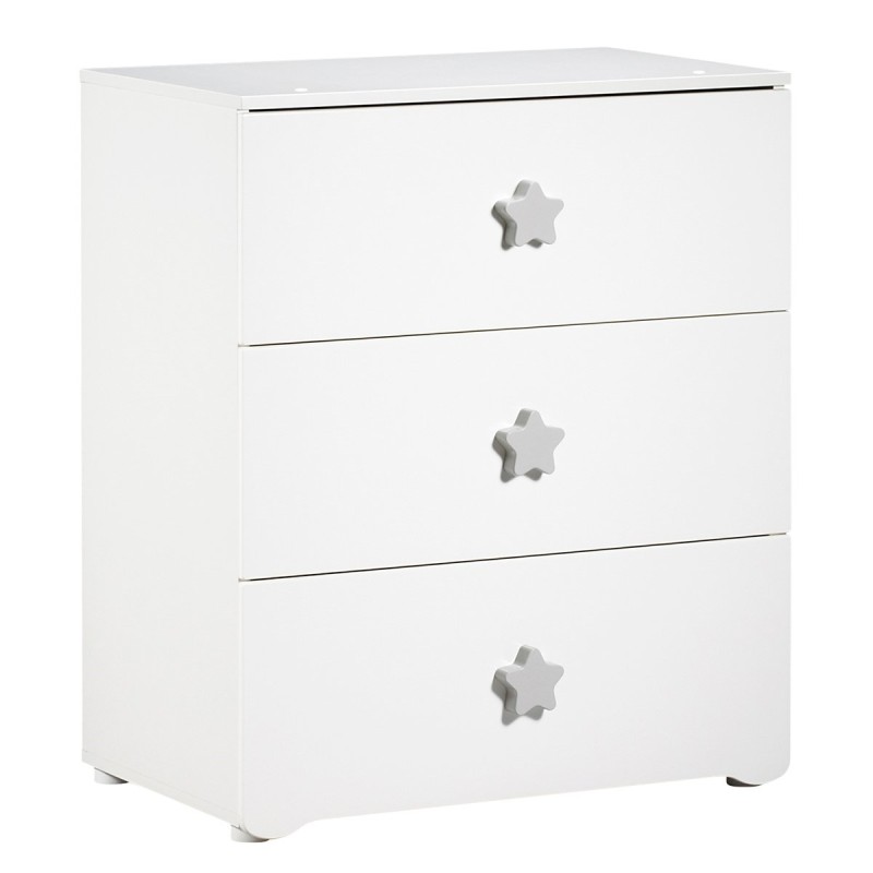 Kommode 3 Schubladen Knöpfe Stern Grau Basic