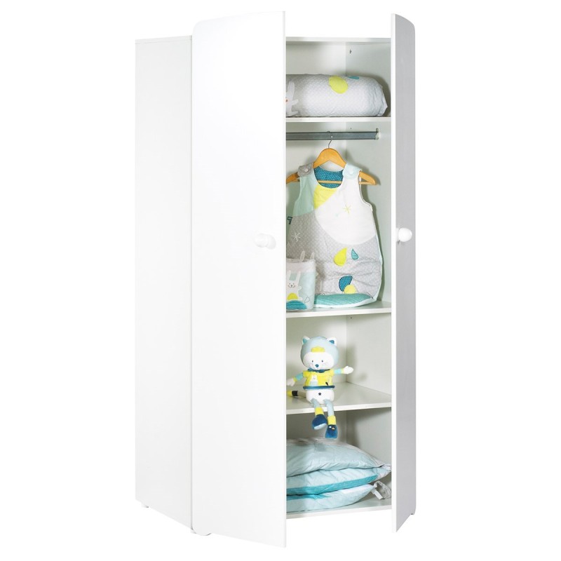 Schrank 2 Türen Kugelknopf Weiß Basic