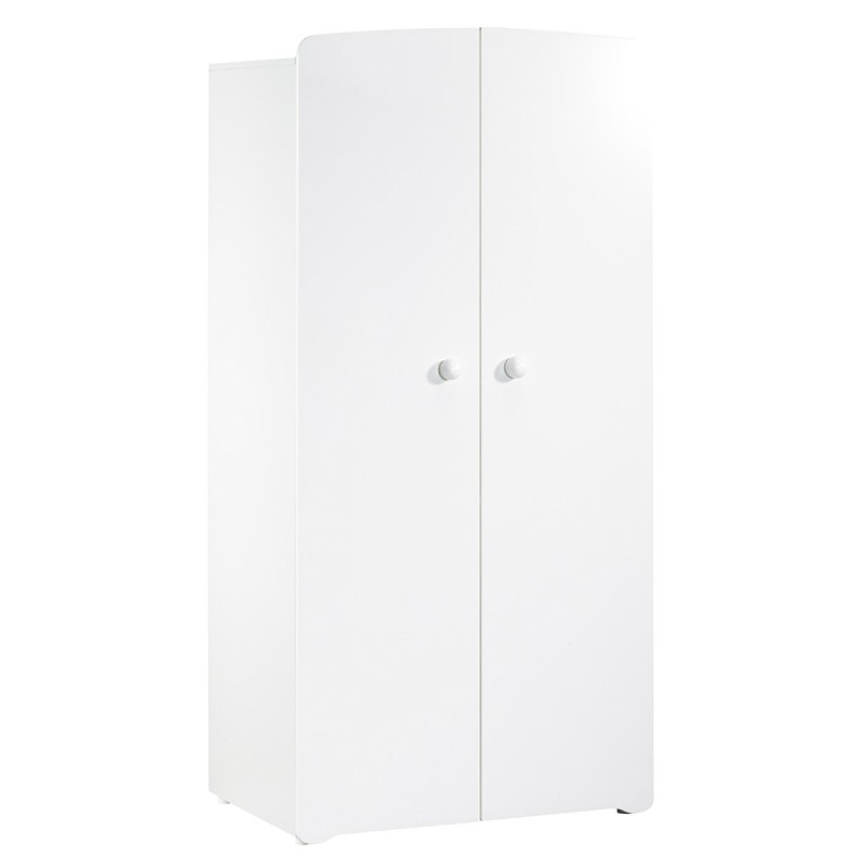 Schrank 2 Türen Kugelknopf Weiß Basic