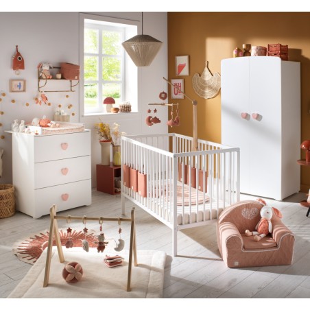 Schrank 2 Türen Knopf Herz Rose Basic