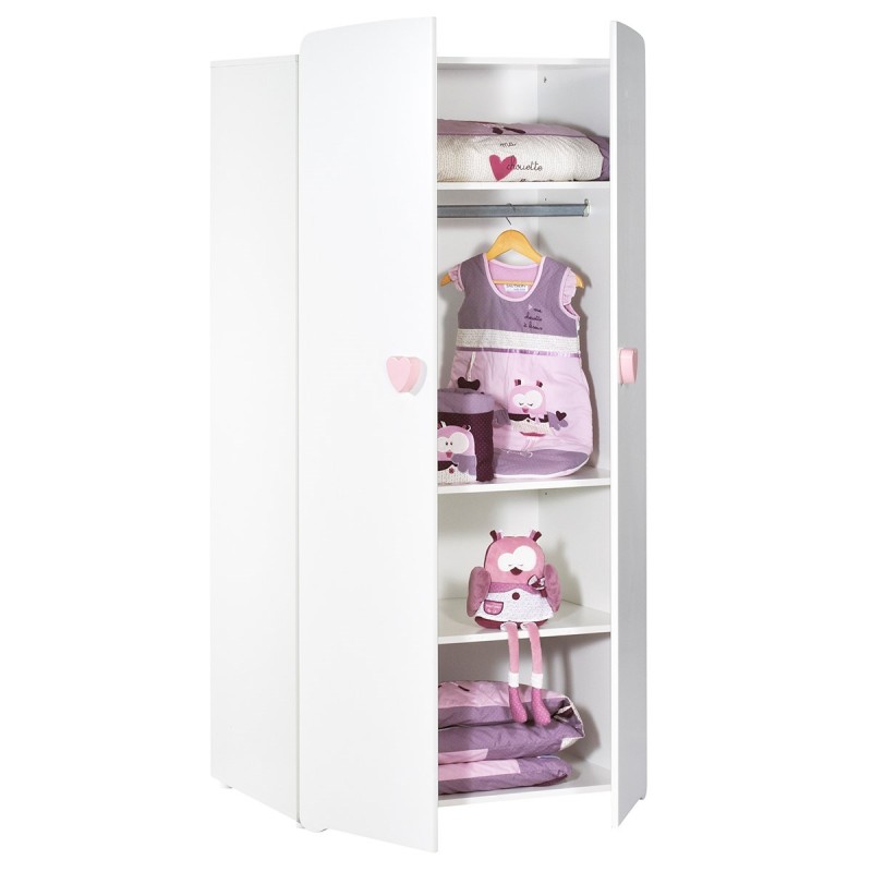 Schrank 2 Türen Knopf Herz Rose Basic