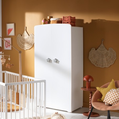 Schrank 2 Türen Sternknopf Grau Basic