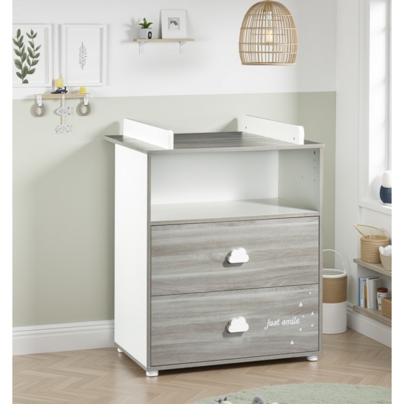 Kommode mit 2 Schubladen 1 Nische Smile Eiche Silex