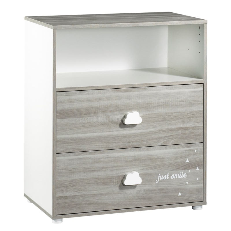 Kommode mit 2 Schubladen 1 Nische Smile Eiche Silex