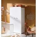 Basic Complete Baby Room Set: 120x60 cm Crib with Full Railings, 3-Drawer Changing Table, and 2-Door Wardrobe with Round Knobs
