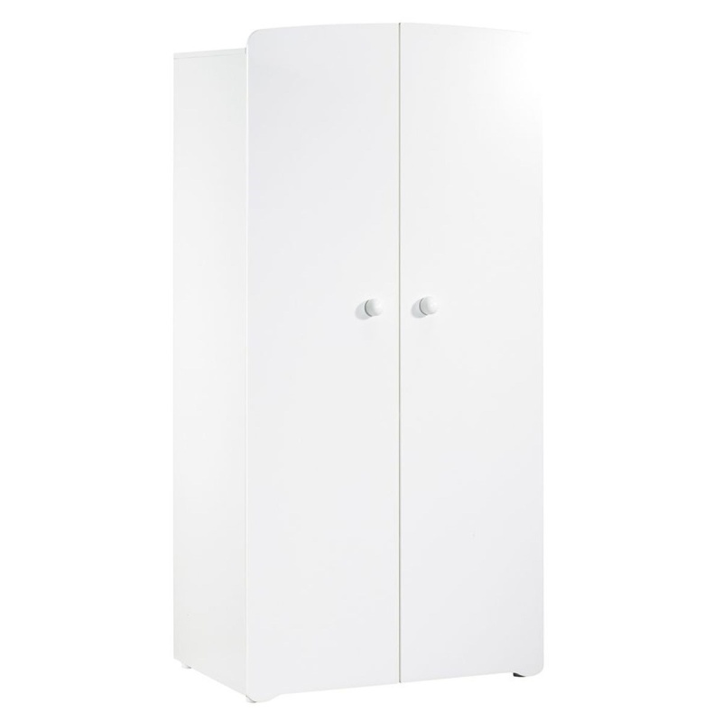 Basic Complete Baby Room Set: 120x60 cm Crib with Full Railings, 3-Drawer Changing Table, and 2-Door Wardrobe with Round Knobs