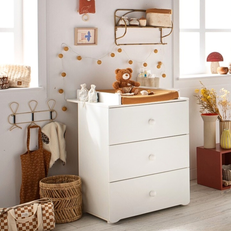 Set completo per cameretta Basic, lettino 120x60 e fasciatoio - pomelli a sfera