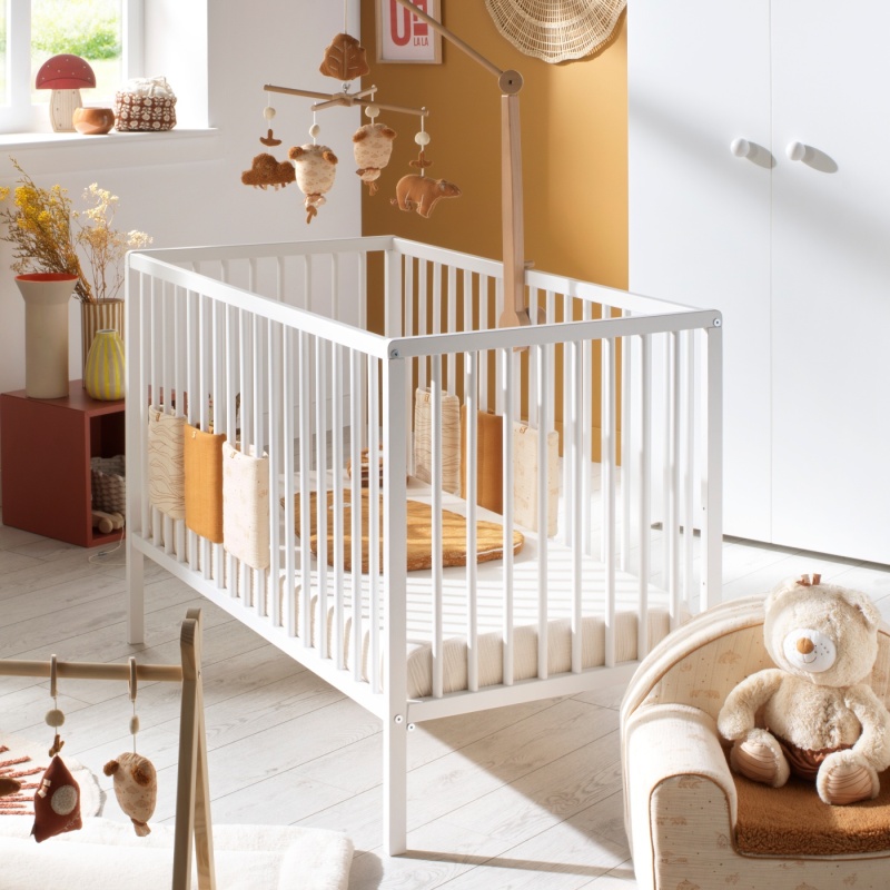Set completo per cameretta Basic, lettino 120x60 e fasciatoio - pomelli a sfera