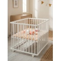Parque infantil plegable de 75 x 100 cm, color blanco, con ruedas y fondo ajustable