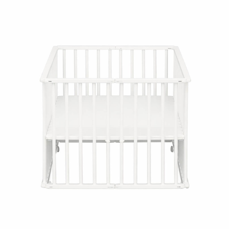 Parque infantil plegable de 75 x 100 cm, color blanco, con ruedas y fondo ajustable