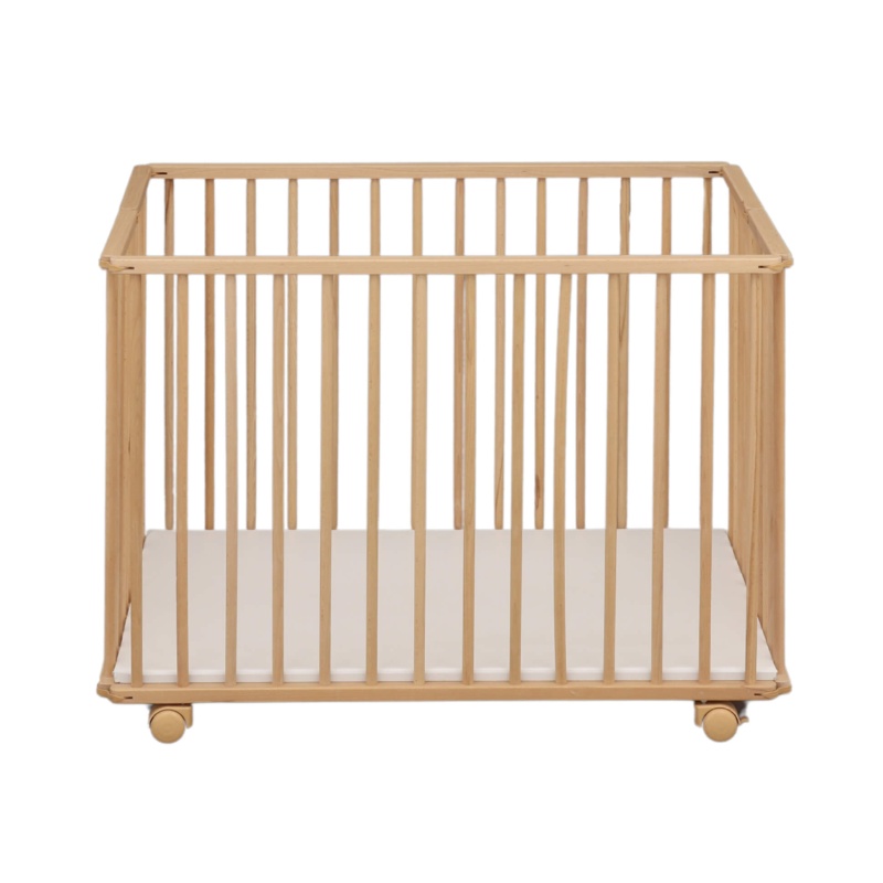 Parc bébé pliant 75x100cm bois avec roulettes et fond réglable