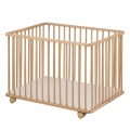 Parc bébé pliant 75x100cm bois avec roulettes et fond réglable