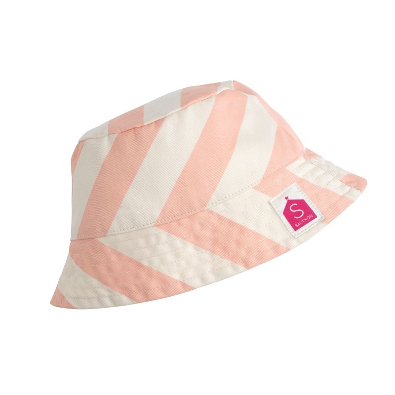 Gorro de bebé de algodón estampado rosa a rayas - POP