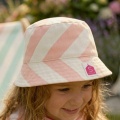 Gorro de bebé de algodón estampado rosa a rayas - POP