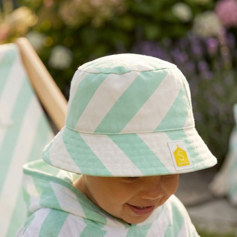 Bob bébé en coton imprimé vert à rayures - POP