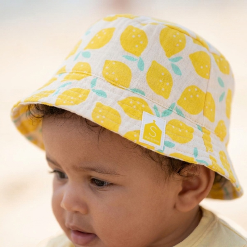 Gorro de bebé de gasa de algodón con estampado de limones - POP