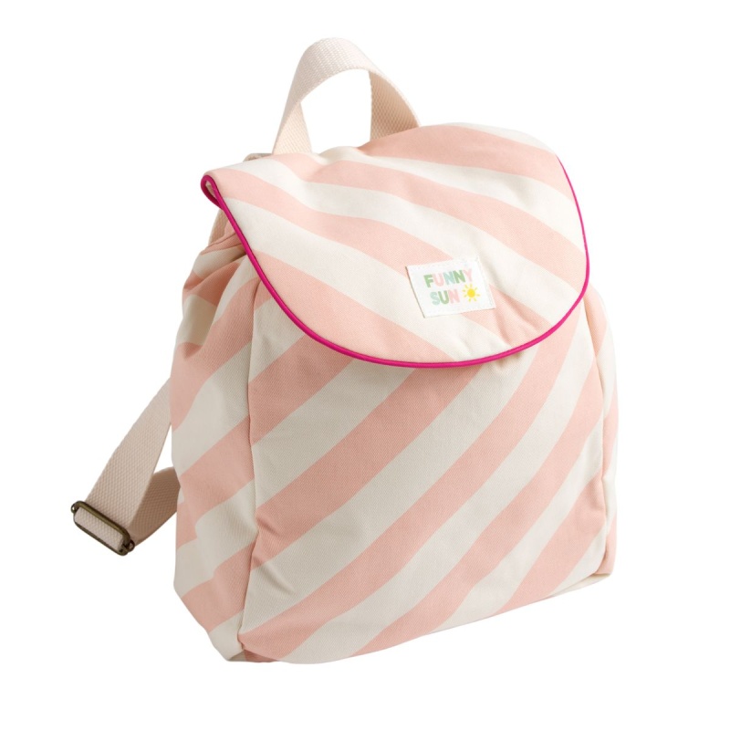 Pink Striped Cotton Preschool Backpack - POP