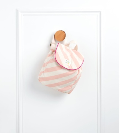 Zaino per la scuola materna in cotone a righe rosa - POP