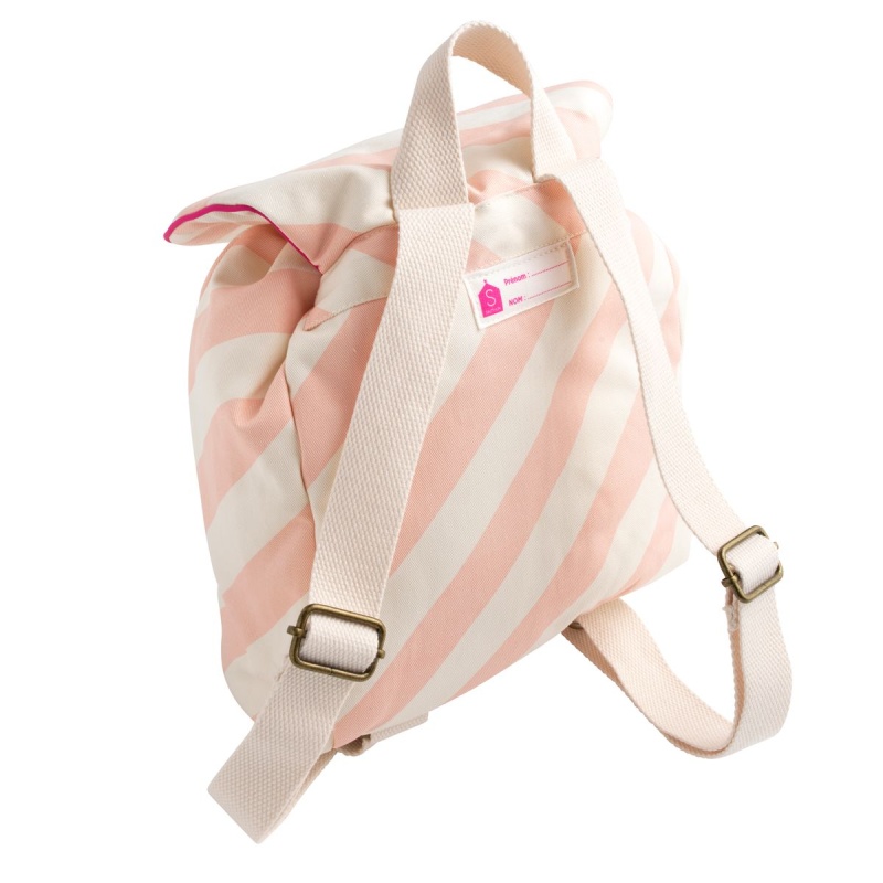 Pink Striped Cotton Preschool Backpack - POP
