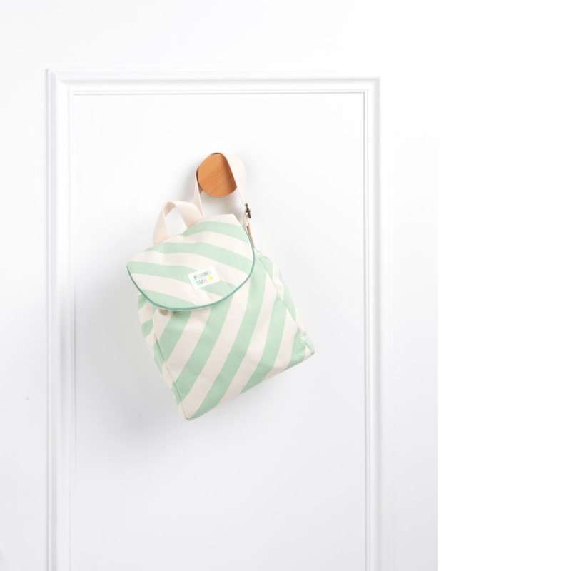 Mochila para preescolar de algodón a rayas verdes - POP