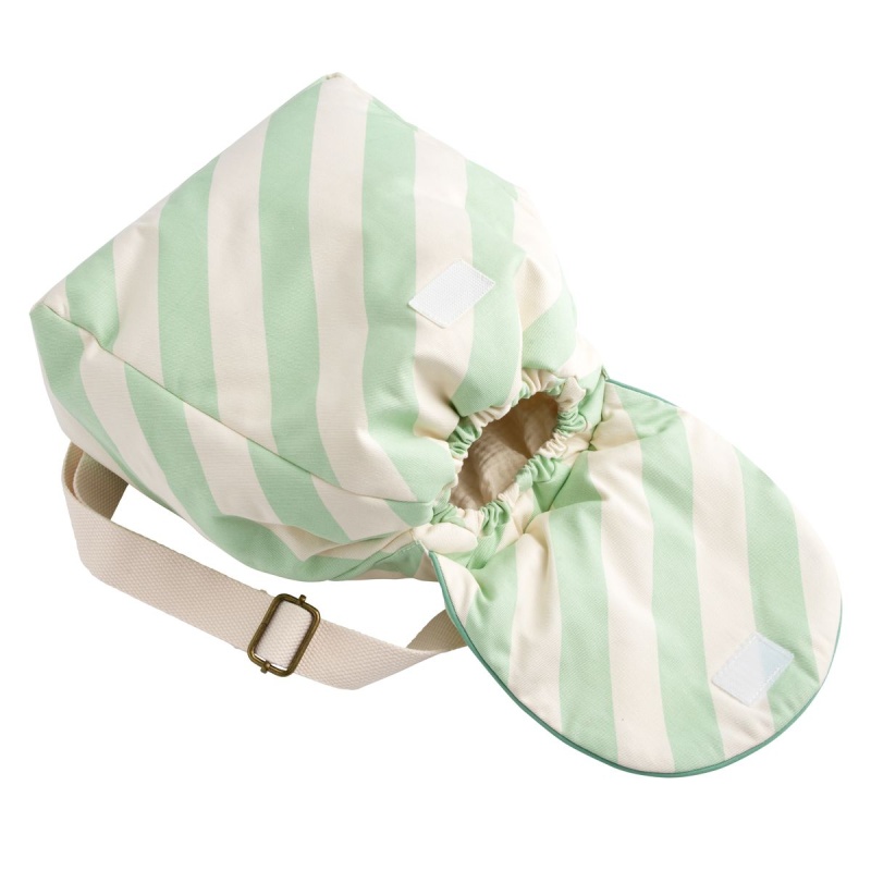 Mochila para preescolar de algodón a rayas verdes - POP
