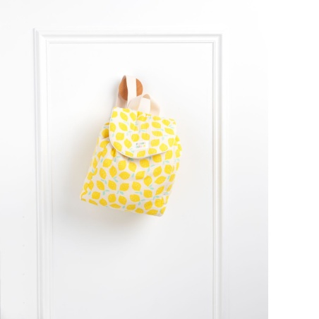 Zaino per la scuola materna in cotone con stampa a limoni - POP