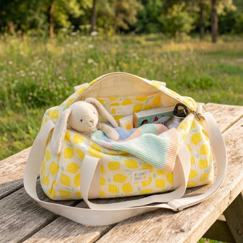 Borsa a tracolla per bambini in cotone con stampa a limoni - POP