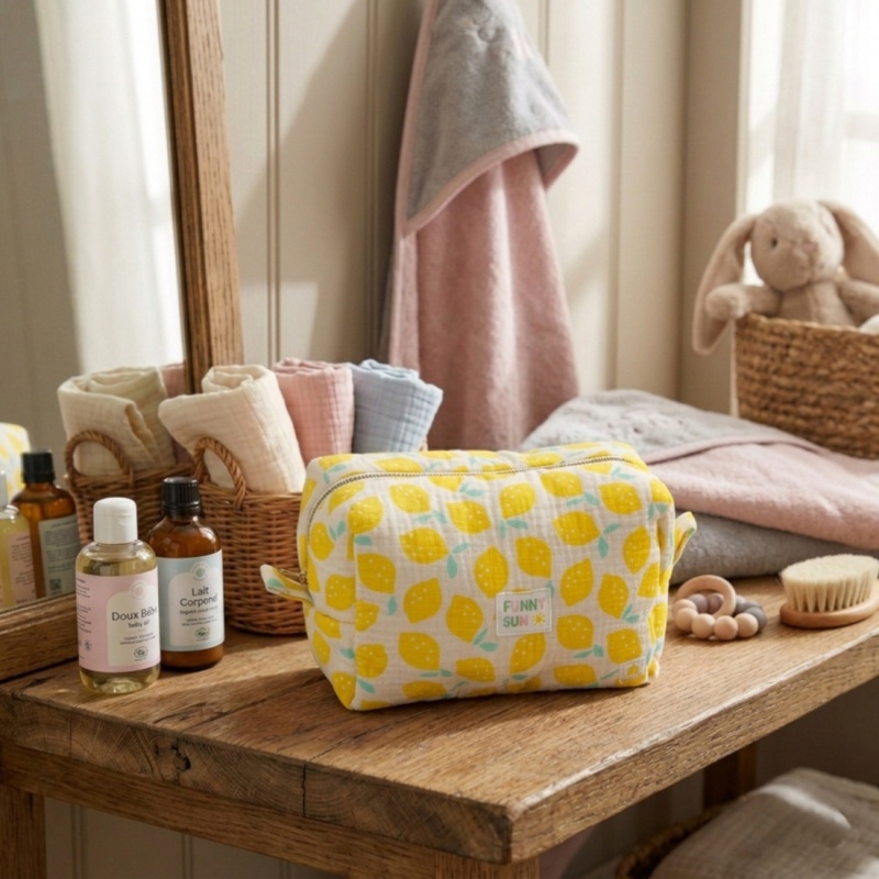 Neceser de algodón con estampado de limones - POP