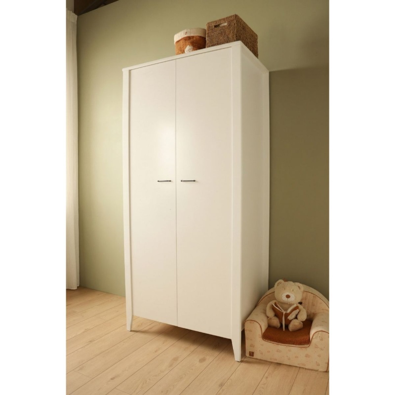 Armoire 2 portes  avec étagères et penderie - poignées métal - Angèle