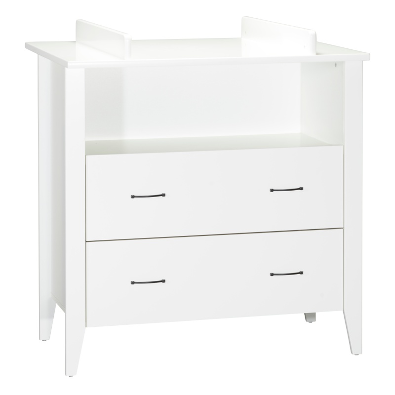 Comò fasciatoio con 2 cassetti e una nicchia, con maniglie in metallo - Angèle