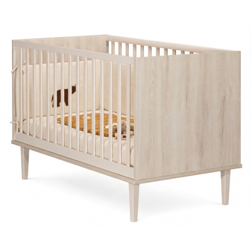 Lit bébé évolutif 70x140 sur pieds- Little Big Bed en bois décor hêtre cendré - Opaline