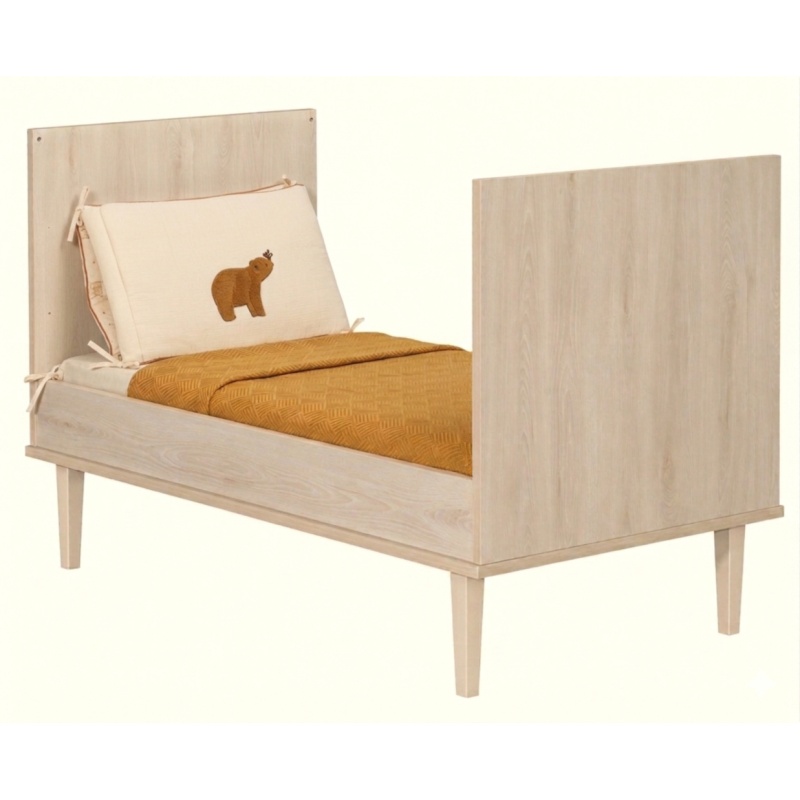 Lit bébé évolutif 70x140 sur pieds- Little Big Bed en bois décor hêtre cendré - Opaline