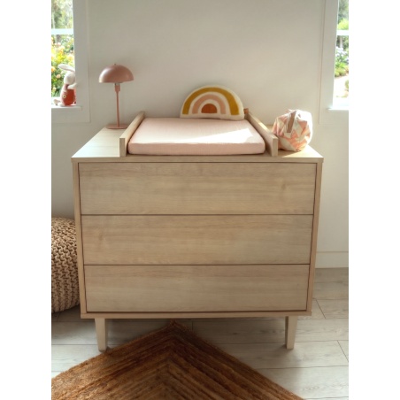 Cómoda cambiador de 3 cajones con patas - acabado en madera de haya ceniza - Opaline
