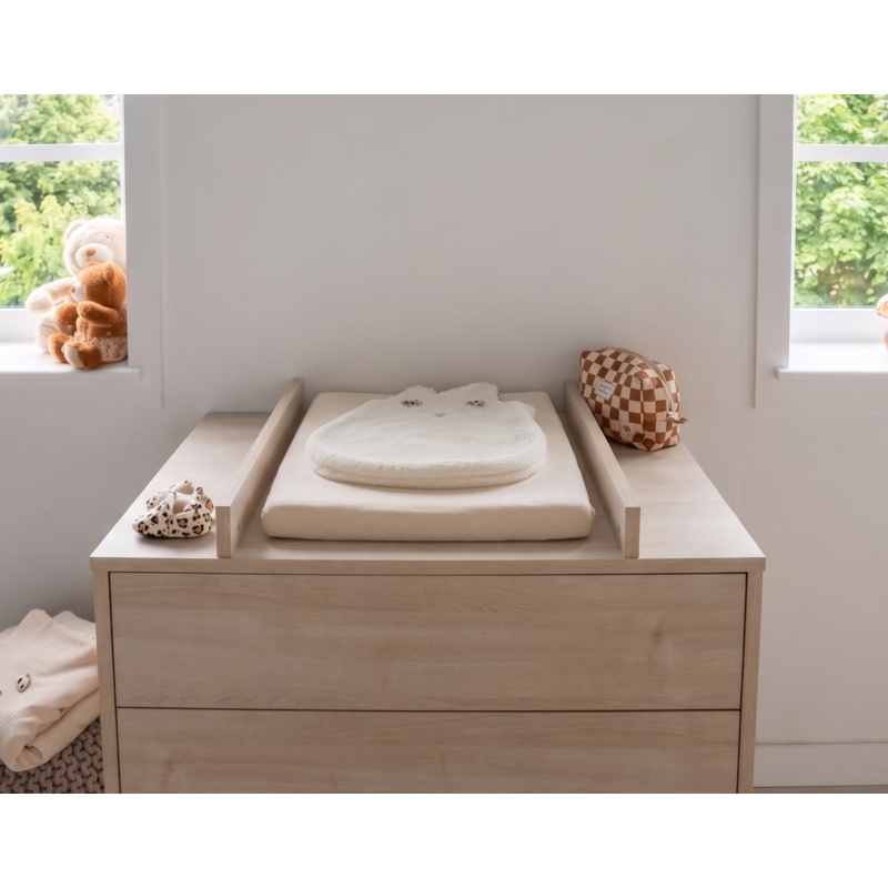 Commode à langer 3 tiroirs sur pieds - décor bois hêtre cendré - Opaline
