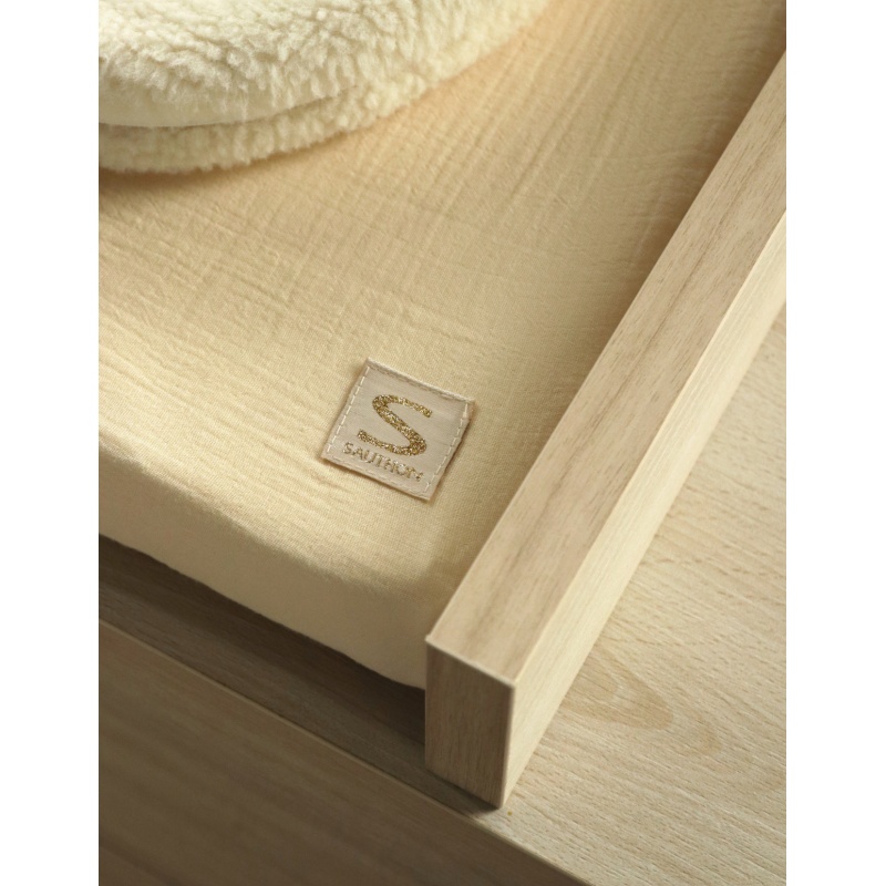 Commode à langer 3 tiroirs sur pieds - décor bois hêtre cendré - Opaline