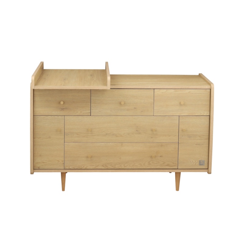 Mitwachsendes Babyzimmer „My Love“, mitwachsendes Bett (140 x 70) und Kommode – Vintage-Eiche