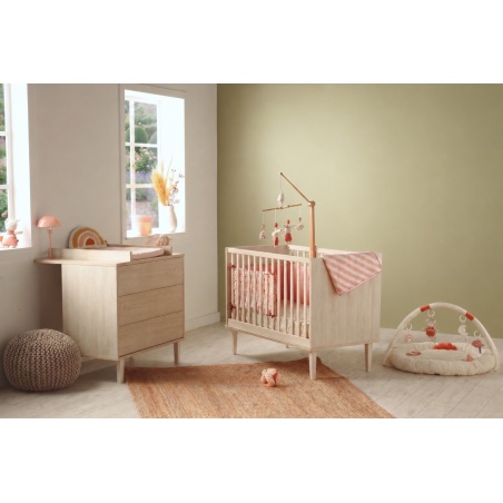 Chambre bébé 2 pièces Opaline, Lit bébé 120x60, Commode + plan à langer offert !