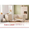 Chambre bébé 3 pièces Opaline, Lit bébé 120x60, Commode et Armoire 3 portes + plan à langer offert !